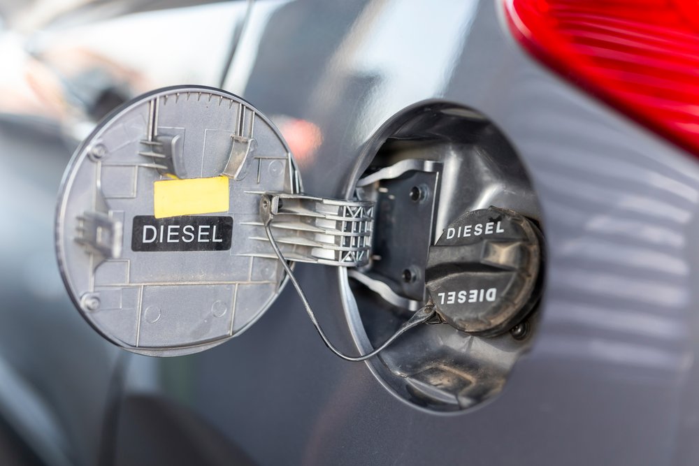 Close-up of diesel fuel cap on car